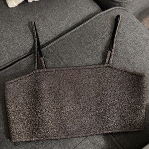 A.L.C Winnie knit bra top - black metallic